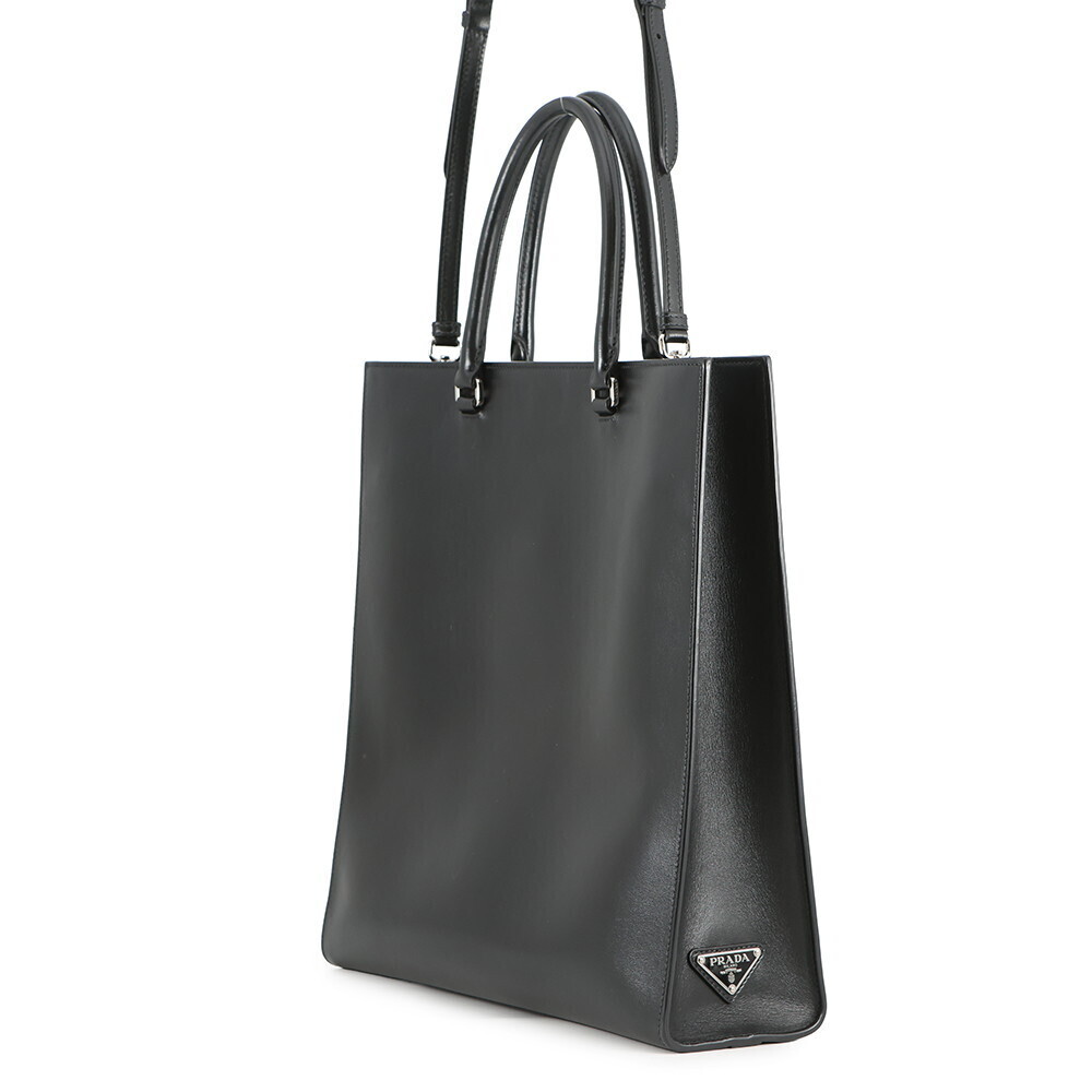 Prada Tote Bag Triangle Logo Black - Picture 2 of 12